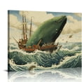 thumbnail image 1 of COMIO Fish Canvas Wall Art Hand Painted Lovely Whale Paintings Modern Coastal Pictures in Blue and White Color Abstract Animal Artwork for Living Room Bedroom Bathroom Decor, 1 of 4