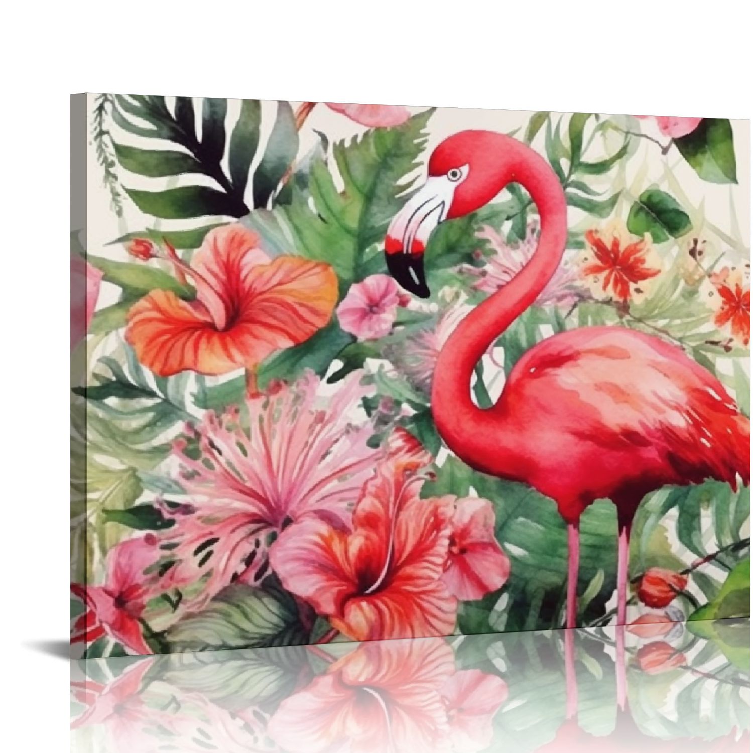 COMIO Flamingo Canvas Wall Art Floral Pictures Tropical Plant Prints