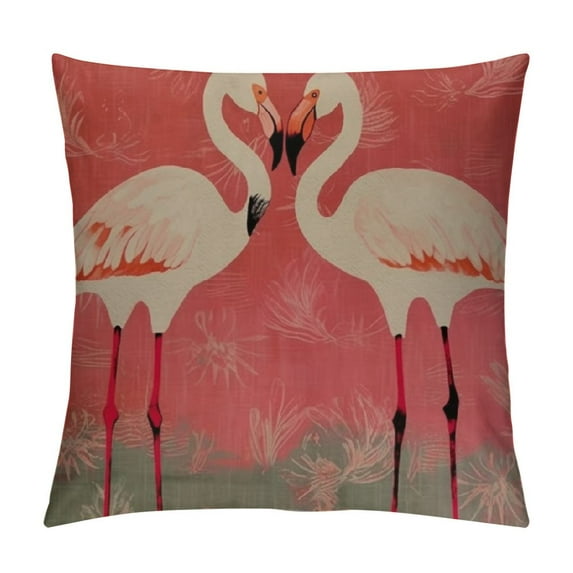 MLJA Flamingos Pattern Pillow Covers Throw Pillowcase Vintage Pink Decorative Cushion Covers Square Outdoor Indoor Couch Bedroom