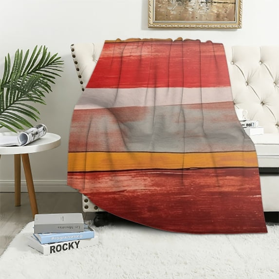 COMIO Flannel Blanket Throw Blanket Durable and Long-lasting Red Brown Wood Vintage Old Pink Board Grunge White