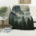 thumbnail image 1 of COMIO Flannel Blanket Throw Blanket (Universal 1) Exquisite Gifts National Park Nature Mountain Trees White, 1 of 6