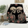 thumbnail image 1 of COMIO Flannel Material Blanket, Couple Skull Skeleton Skull The Lovers, Anti-Pilling Soft and Durable, Multi-Purpose, Various Sizes White, 1 of 6