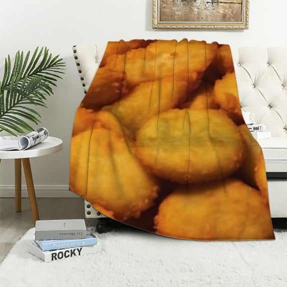 COMIO Flannel Super Soft Cozy Blanket Golden Chicken Nuggets Lightweight Warm Throw Blanket for Couch Living Room Bed Sofa Travel