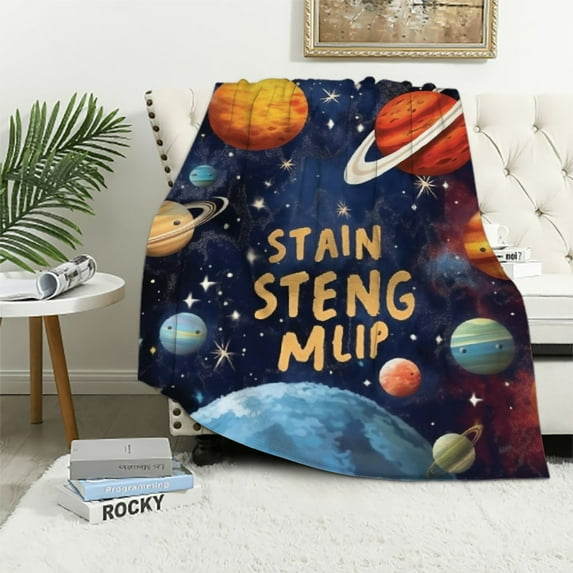 COMIO Flannel Throw Blanket Quote Outer Space Blanekt Durable Couch Solar System for Kids Boy Blankets Super Soft Warm Blankets for All Season