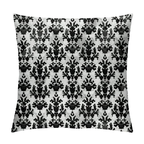 COMIO Fleur De Lis Throw Pillow Cushion Cover, Monochrome Royal Lily Pattern Victorian Inspiration Ornamental Vintage Design, Decorative Square Accent Pillow Case, Black White