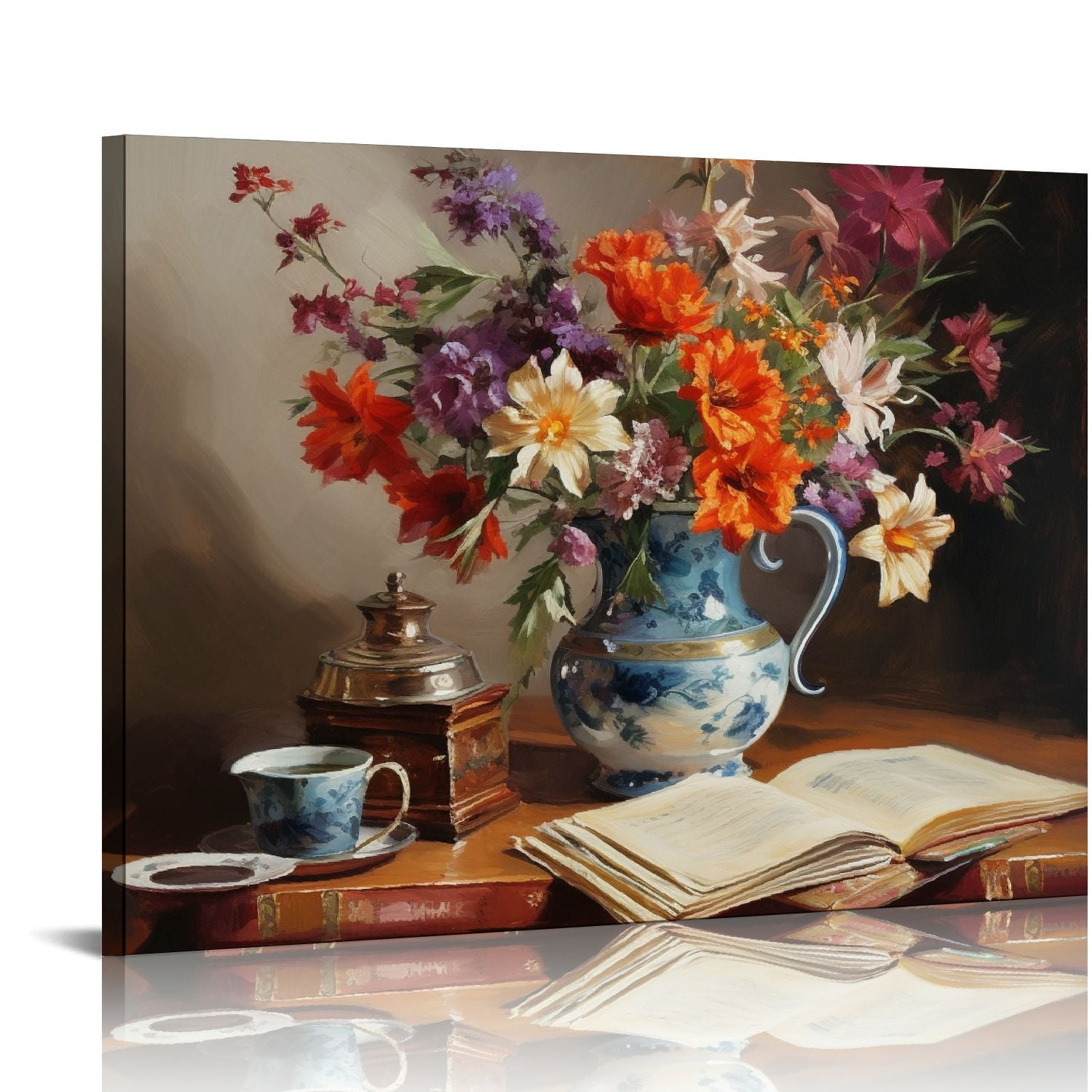 COMIO Floral Framed Wall Art, Red Roses Bathroom Art Decor Aesthetic