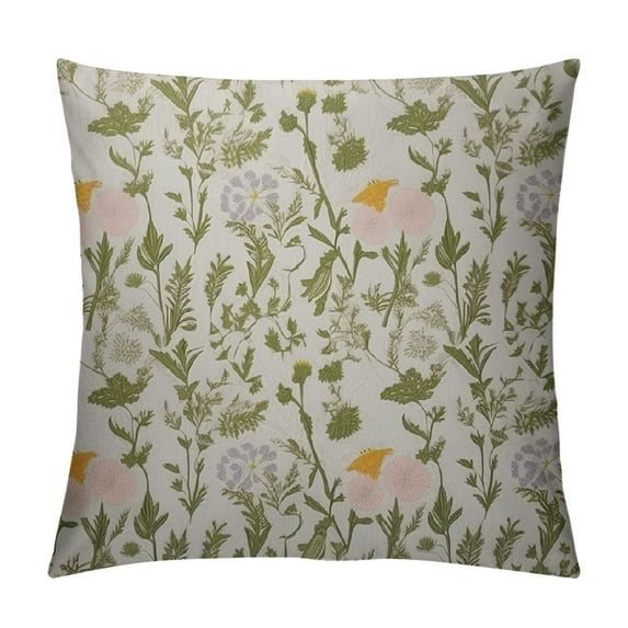 COMIO Floral Pillow Cushion Cover, Vintage Garden Plants Herbs Flowers Botanical Classic Design Art, Decorative Square Accent Pillow Case