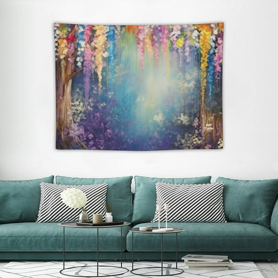 COMIO Floral Tapestry for Bedroom Aesthetic, Colorful Watercolor Flower Tapestries Wall Haning for Home Dorm Office Cloth Wall Decor Sheet Blanket