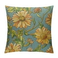 thumbnail image 1 of COMIO  Floral Throw Pillow Cushion Case, Continuous Pattern with Cartoonish Calendula Flowers, Decorative Square Accent Pillow Cover,  Pale Teal Orange, 1 of 5