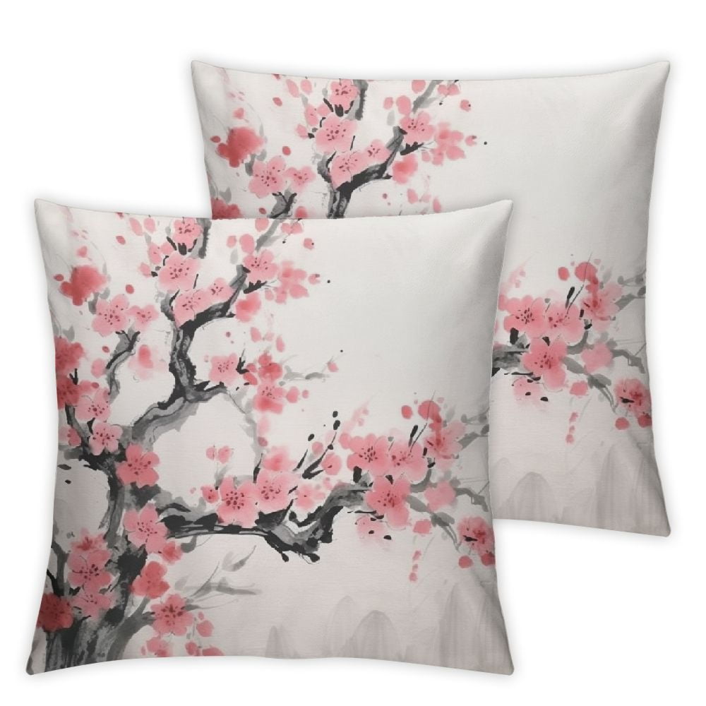 COMIO Floral Throw Pillow Cushion Cover, Japanese Cherry Blossom Sakura