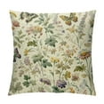 thumbnail image 1 of COMIO Floral Throw Pillow Cushion Cover, Vintage Garden Plants Herbs Flowers Botanical Classic Design Art, Decorative Square Accent Pillow Case, Reseda Green Beige, 1 of 5