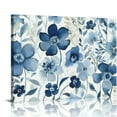 thumbnail image 1 of COMIO Flower Canvas Wall Art Blue Floral Canvas Painting Pictures for Gallery Wall Decor Butterfly Flies in Indigo Flowers Canvas Prints Artwork for Living Room Bedroom Home Wall Decorations, 1 of 4
