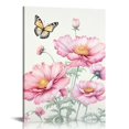 thumbnail image 1 of COMIO  Flower Canvas Wall Art Colorful Floral Picture for Bedroom Watercolor Pink Wildflower Canvas Decor, Nature Scenery with Butterfly Print Room Decor, 1 of 5