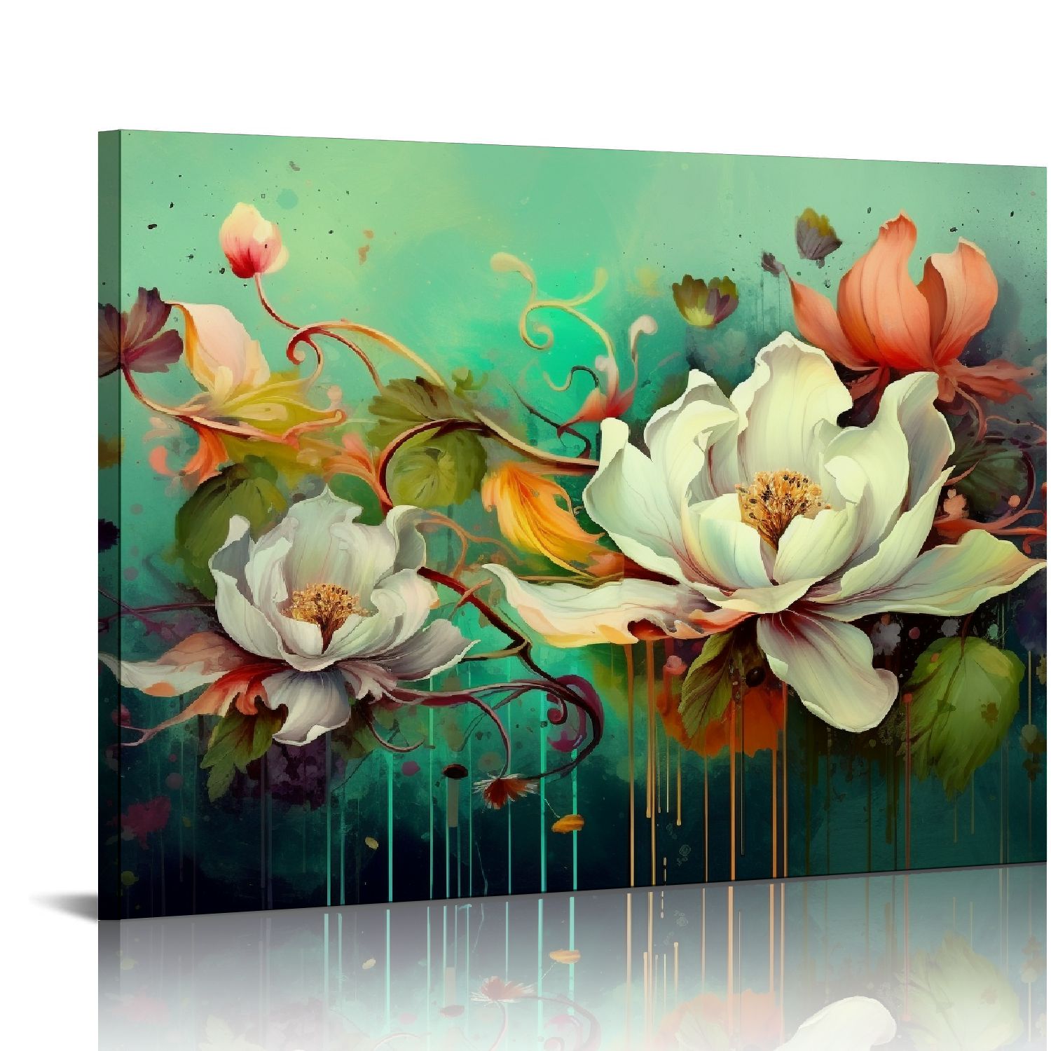 COMIO Flower Canvas Wall Art for Living Room, Colorful Floral Wall ...