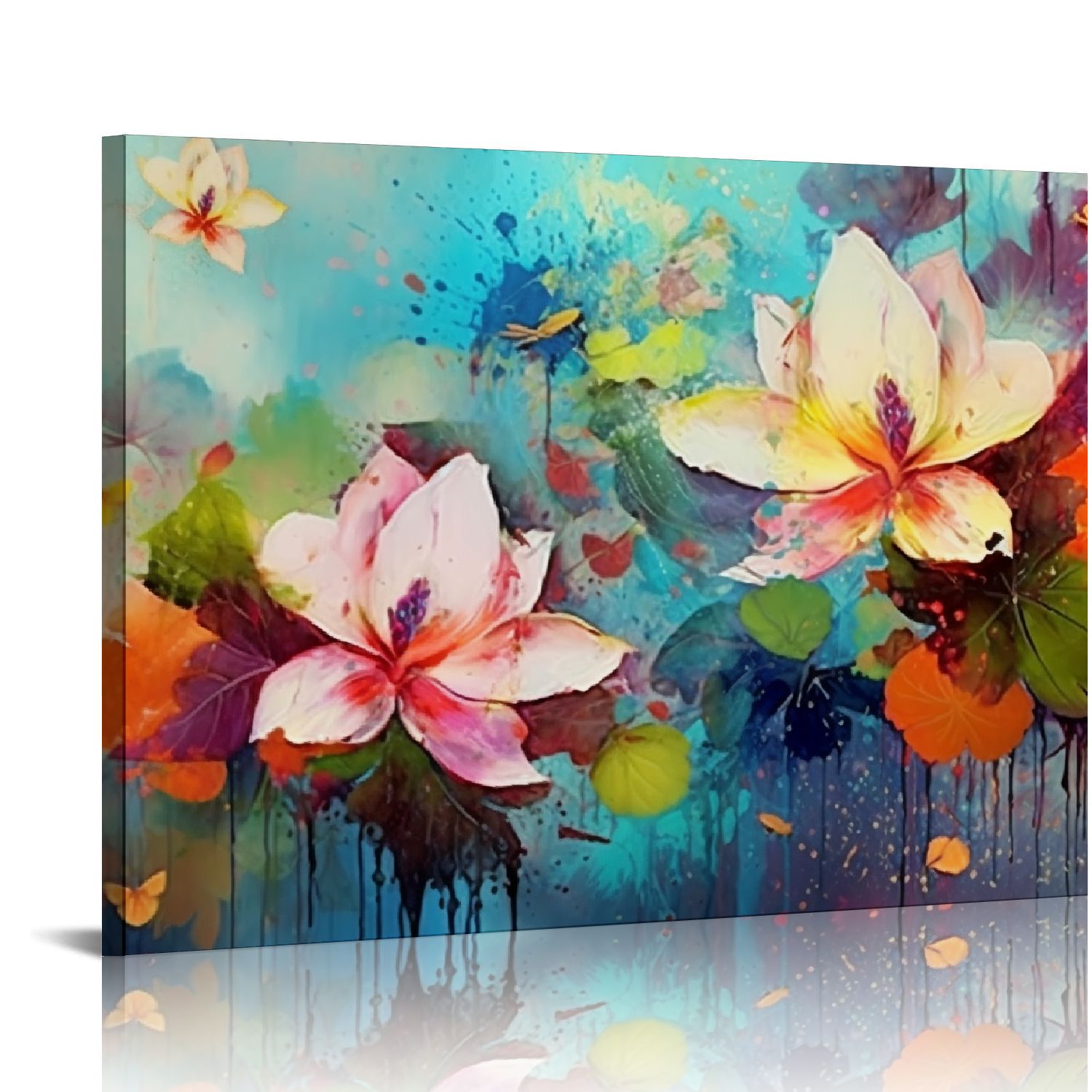 COMIO Flower Canvas Wall Art for Living Room, Colorful Floral Wall ...