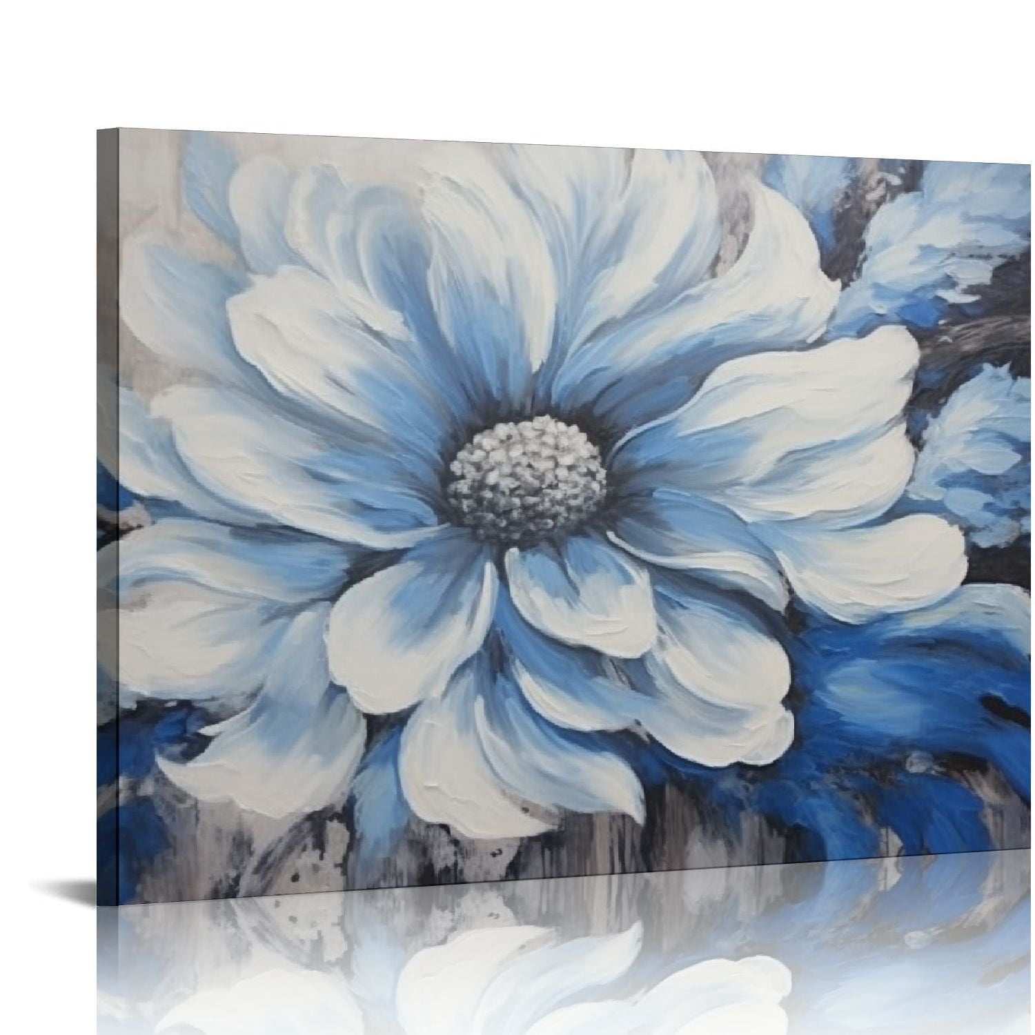COMIO Flower Canvas Wall Art for Living Room Large White Blue Flower ...