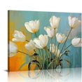 thumbnail image 1 of COMIO  Flower Canvas Wall Art for Living Room White tulip Floral Picture Wall Decor for Dining Room Bedroom Bathroom Kitchen Print Painting for Home Decora, 1 of 4
