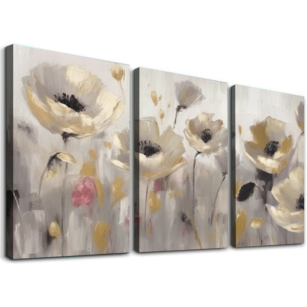 COMIO Flower Canvas Wall Art Picture: Floral Abstract Blossom Painting ...