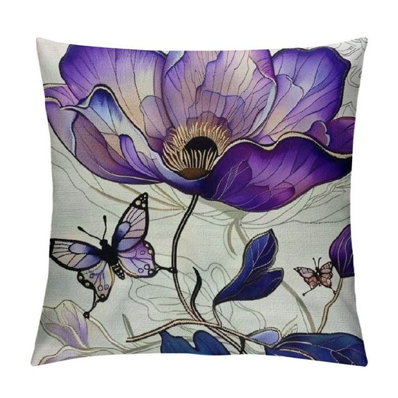 COMIO Flower Decorative Throw Pillow Covers Watercolor Floral Farmhouse Cushion Cover Pink Yellow Purple Blue Tulip Pillow Case for Couch Sofa Home Decor