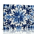 thumbnail image 1 of COMIO  Flower Pattern Wall Art Abstract Blue Wall Decor Floral Canvas Prints Mandala Wall Pictures Modern Navy Painting (Pattern), 1 of 5