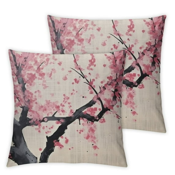 COMIO Flower Pillow Case,Japanese Cherry Tree Blossom Cushion Cover Square Standard Home Decorative for Men/Women Pink