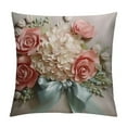 thumbnail image 1 of COMIO  Flower Throw Pillow Cover Aesthetic Decorative Floral Accent Pillow Case Colorful Cushion Handmade Pillowcase Bed Bedroom Couch Office Beige Pink, 1 of 5
