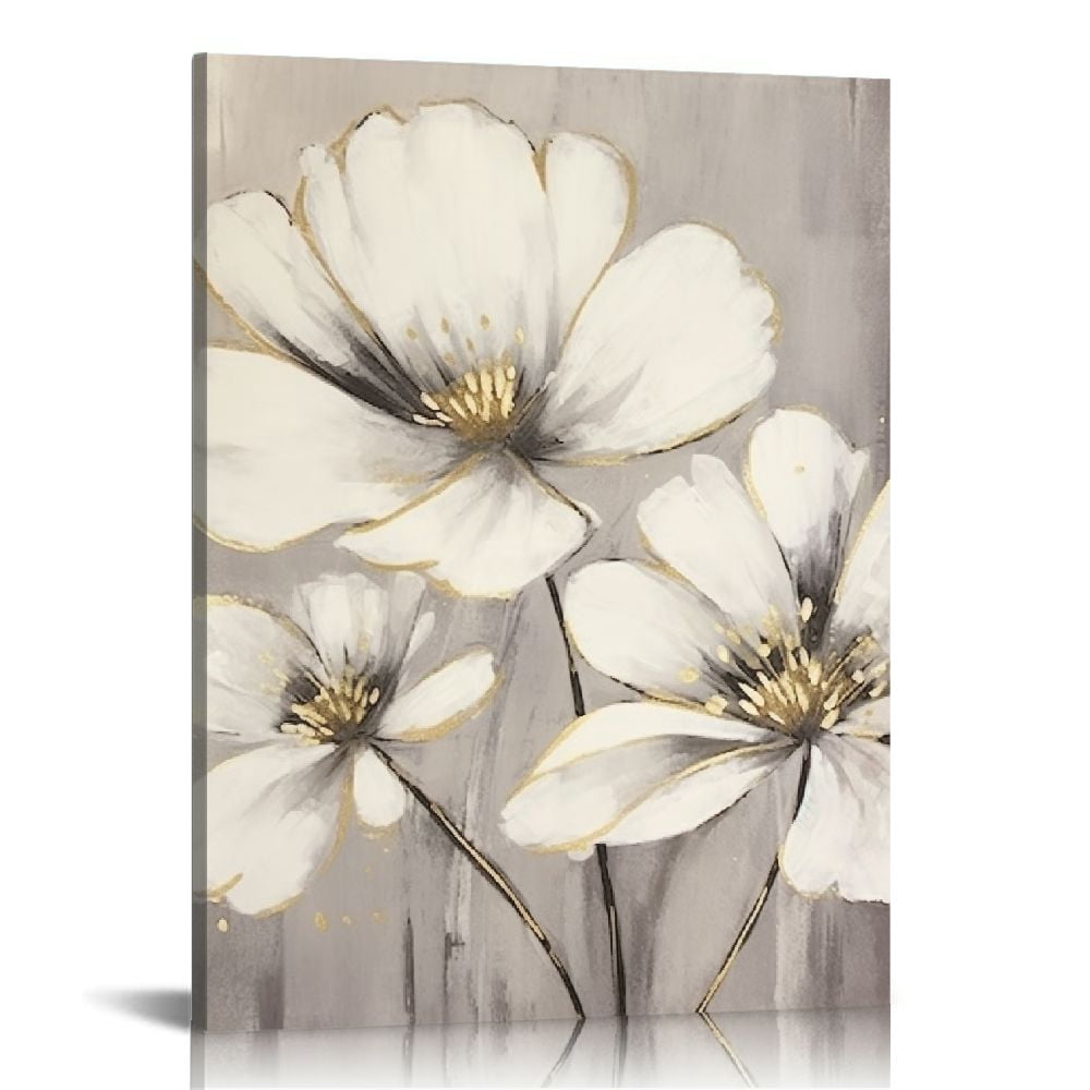 COMIO Flower Wall Art Canvas Decor: Abstract Floral Painted Painting ...