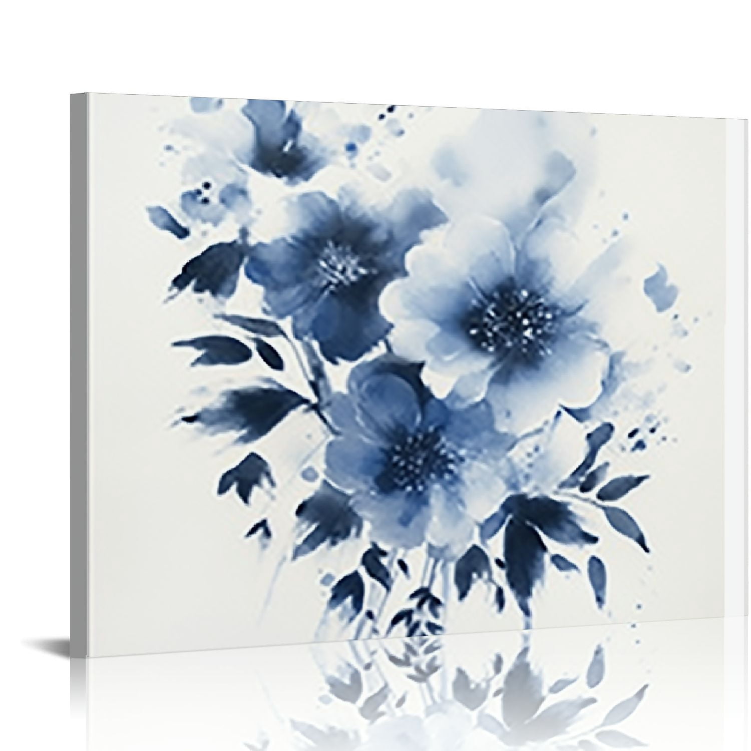 COMIO Flower Wall Art Prints Modern Blue Floral Painting Watercolor ...