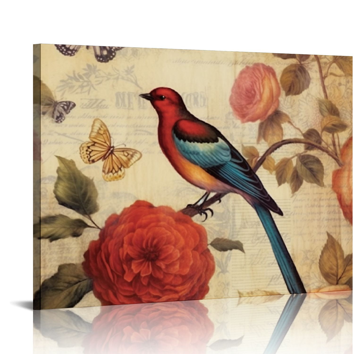 COMIO Flowers Birds Canvas Wall Art for Bedroom Floral Wall Decor Butterfly  Picture Framed Artwork Vintage Prints Paintings for Bathroom Kitchen  Decorations - Walmart.com, image size:1500x1500