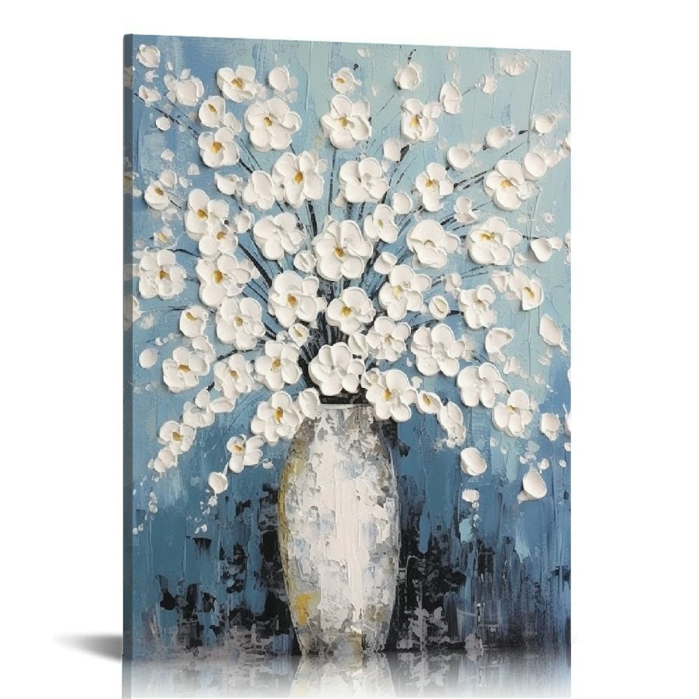 Abstract floral paintings on canvas Original palette knife white canvas Painting framed popular Wall Art Home Decor caudros