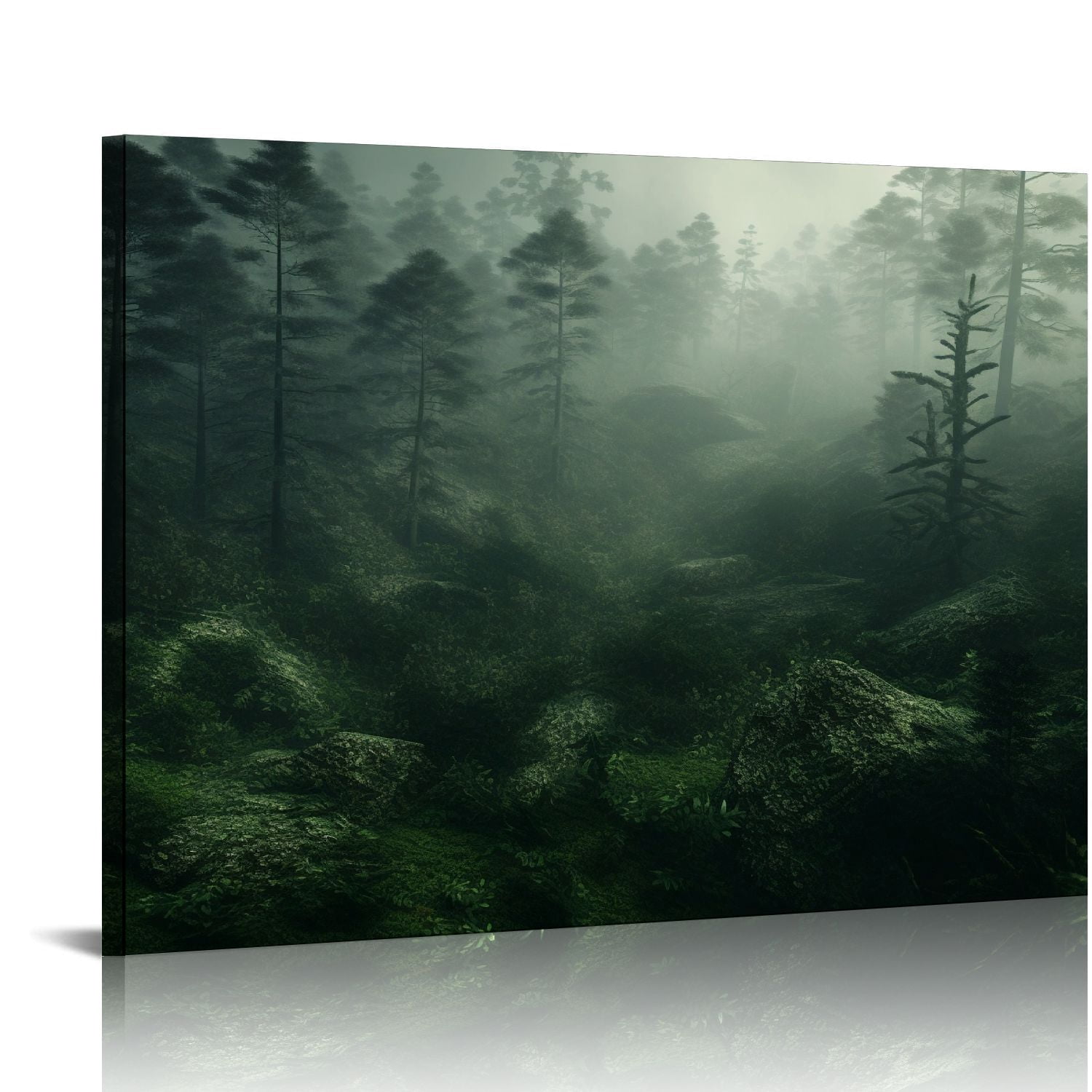 COMIO Foggy Forest Canvas Wall Art Decor Landscape Sunset Misty ...