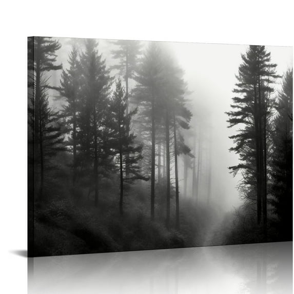 COMIO Foggy Forest Canvas Wall Art: Misty Mountain Nature Picture Landscape winter Prints Pine Tree Photo Decor for Living Room Bedroom Office