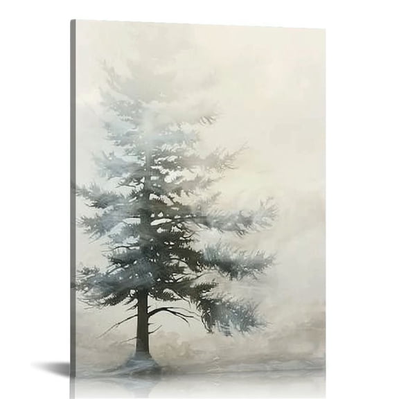 COMIO Foggy Forest Wall Art Decor Fir Tree Wall Art Nature Landscape Canvas Pictures Abstract Forest Prints Farmhouse Vintage Artwork Poster for Bedroom Living Room