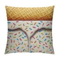 thumbnail image 1 of COMIO  Food Throw Pillow Cushion Cover, Cartoon Like Image of and Melting Ice Cream Cones Colored Sprinkles Print, Decorative Square Accent Pillow Case, Yellow White, 1 of 5