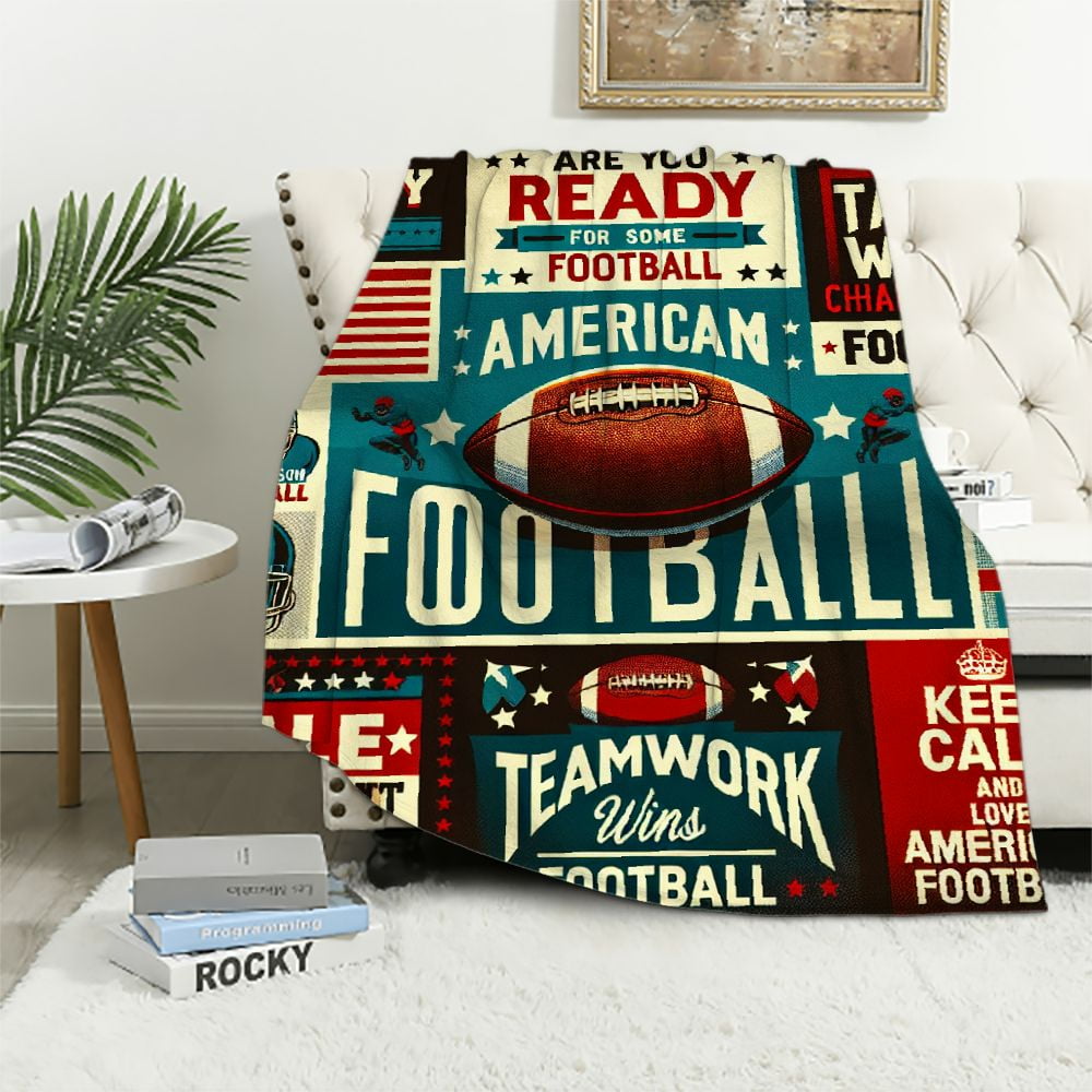 COMIO Football Blanket Sports Themed Throw Blanket for Adults Teens