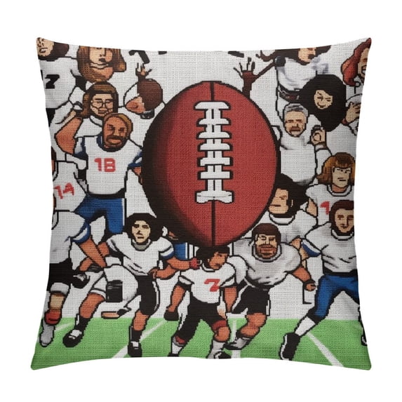 COMIO Football Game Day Touch Down Throw Pillow Covers Set, Brown Football Themed Pillowcase, Family Rugby Game Cushion Cover Farmhouse Party Decoration for Sofa Couch Bed Car