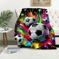thumbnail image 1 of COMIO Football Throw Blanket for Bed Sofa Couch Rugby Sports Tie Dye Plush Blanket Room Decorative Soccer Ball Game Sherpa Blanket Gift for Bed Sofa Couch Football Lover Fuzzy Blanket, 1 of 6