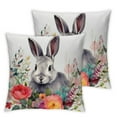 thumbnail image 1 of COMIO Forest Animals Rabbit 2-Piece Short Plush Pillowcase Set for Home Decor White, 1 of 6