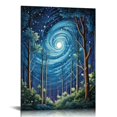thumbnail image 1 of COMIO  Forest Blue Starry Sky Unframed Wall Art - Romantic Fluorescent Landscape Aesthetics Poster Canvas Artwork, 1 of 4