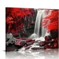 thumbnail image 1 of COMIO Forest Canvas Wall Art Red and Black Bathroom Wall Decor Fall Pictures Mountain Waterfall Landscape Poster Tropical Tree Painting Nature Scenery Artwork for Living Room Home Decorations, 1 of 4