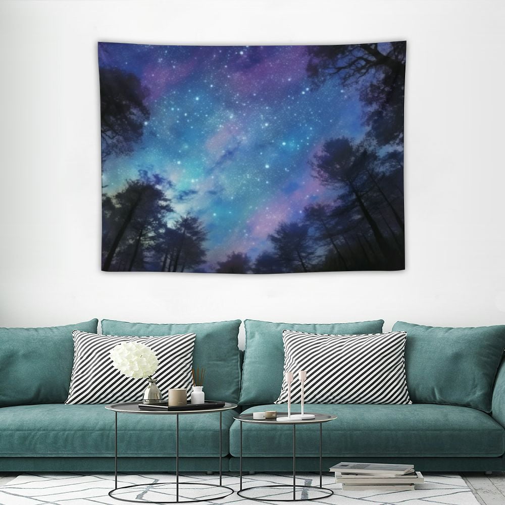 COMIO Forest Starry Night Sky Tapestry Rustic Wall Art Stars Landscape ...