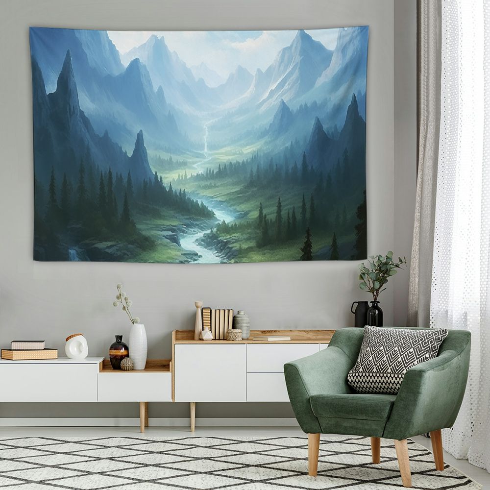 COMIO Forest Tapestry for Bedroom Aesthetic Nature Foggy Mountain Tree ...