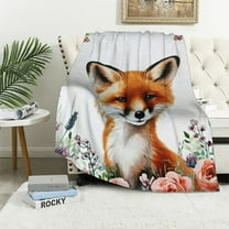COMIO Fox Blanket Cute Fox Plush Throw Blanket Super Soft Cozy Warm Animal Fox Bedding Blanket Gifts for Kids Girls Women Bed
