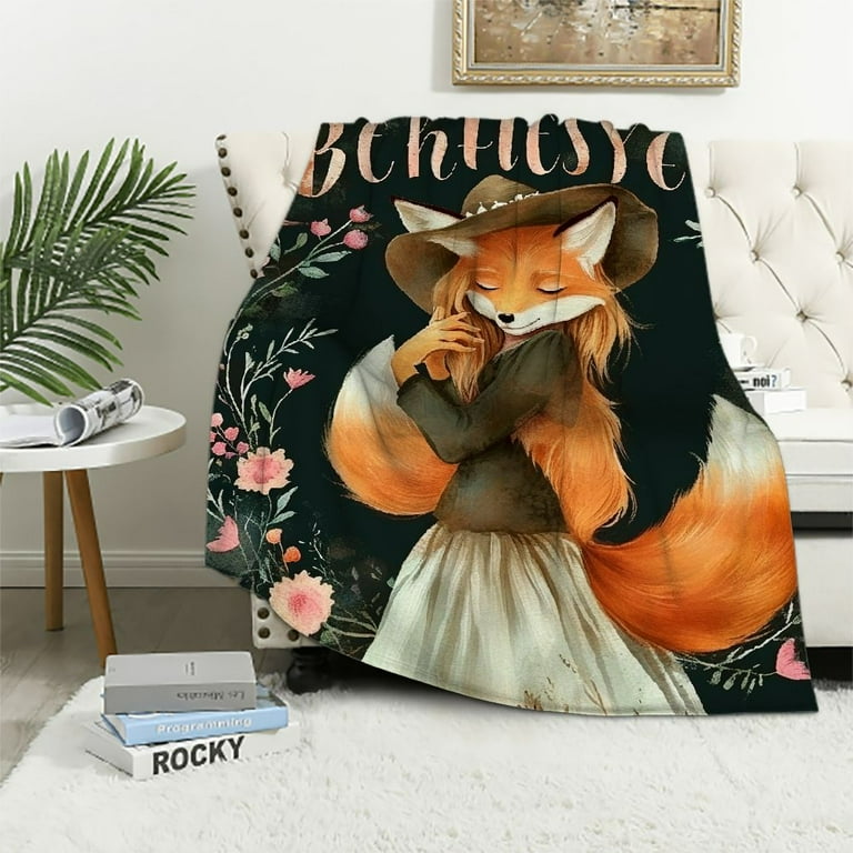 COMIO Fox Blanket Gifts for Women Fox Lovers Gifts Just A Girl Who Loves Foxes Blankets Cute Foxes Theme Christmas Birthday Gifts for Girls Kids