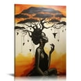 thumbnail image 1 of COMIO Framed African American Wall Art Homesick African Woman Posters Canvas Painting Black Girl Abstract African Sunset Landscape Wall Prints Art for Living Room Bedroom Decoration, 1 of 4