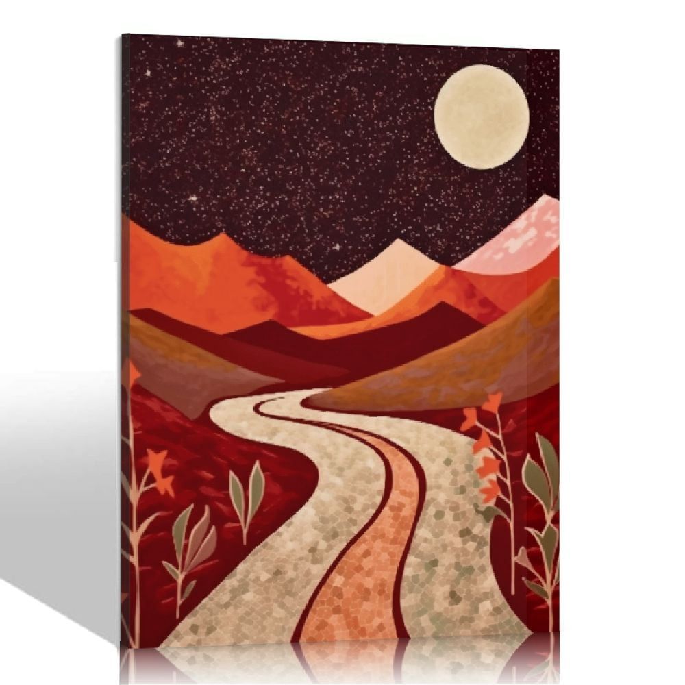 COMIO Framed Canvas Print Wall Art Set Moon Desert Southwest Landscapes ...