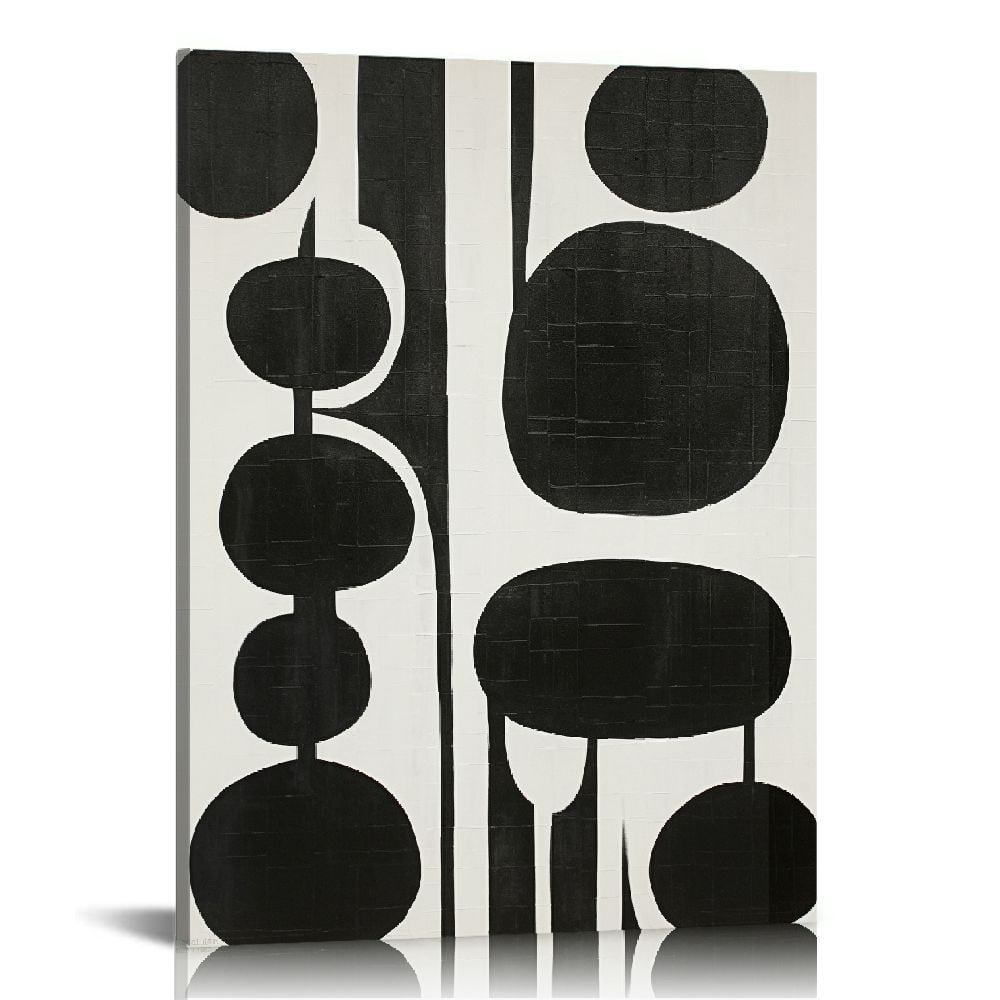 COMIO Framed Canvas Print Wall Art Set Retro MidCentury Boho Duotone