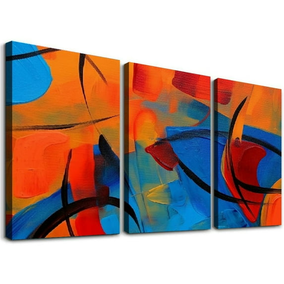 COMIO Framed Canvas Wall Art Abstract Colorful Painting Artwork for Home Prints - 12''x16''X3 Panels