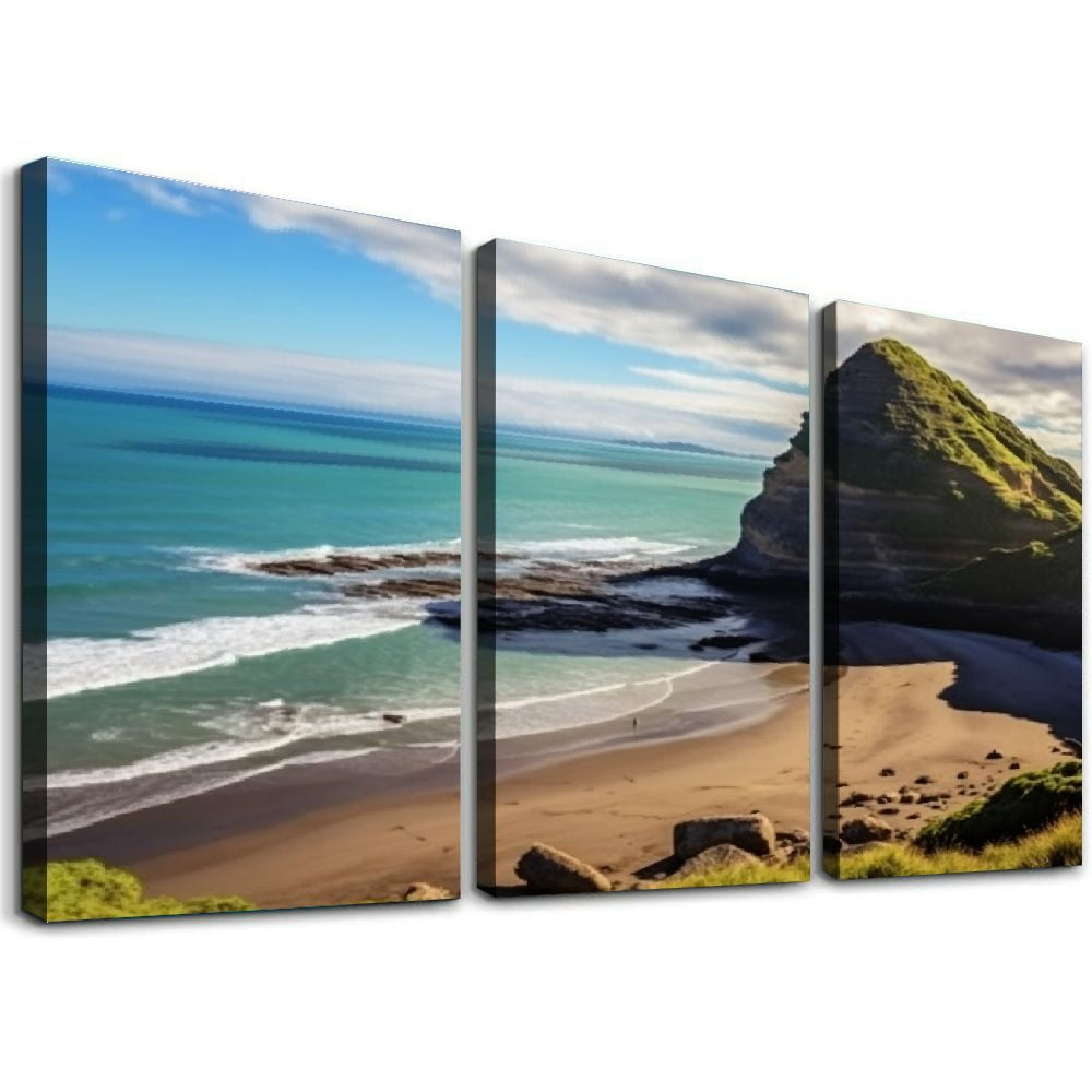 COMIO Framed Canvas Wall Art Print On Canvas West Coast Beach Piha ...