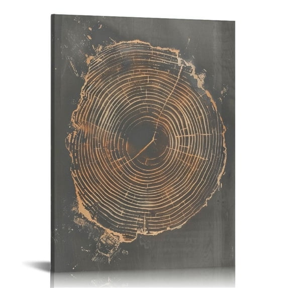 COMIO Framed Print Wall Art Set Pastel Gray Wood Tree Ring Spirals Nature Abstract Drawings Modern Art Decorative Contemporary Minimal for Living Room, Bedroom, Office - Natural
